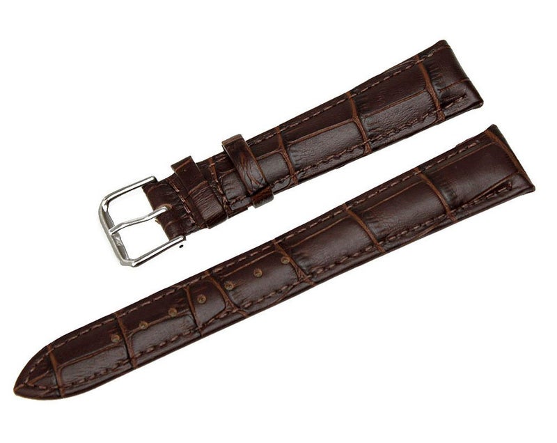 RECHERE Leather Watch Band Strap Pin Buckle Color Brown (width 20mm) - Image 1